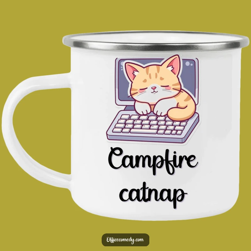 Funny Cat Keyboard Mug: Adventure Ready Coffee Cup for Campers