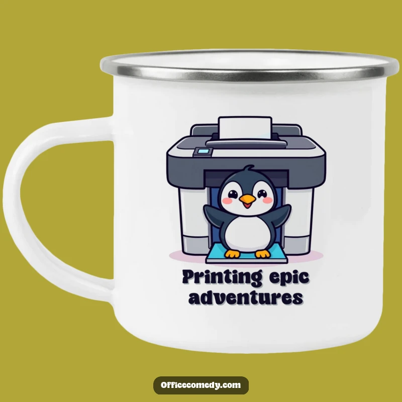 Funny Penguin Printer Camping Mug: Cold-Blooded Adventure with Flipper Fun
