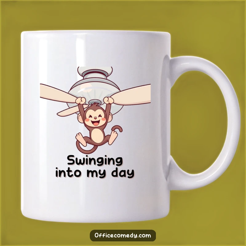 Funny Monkey Fan Swing Mug: Silly Primate Gift for Jokers