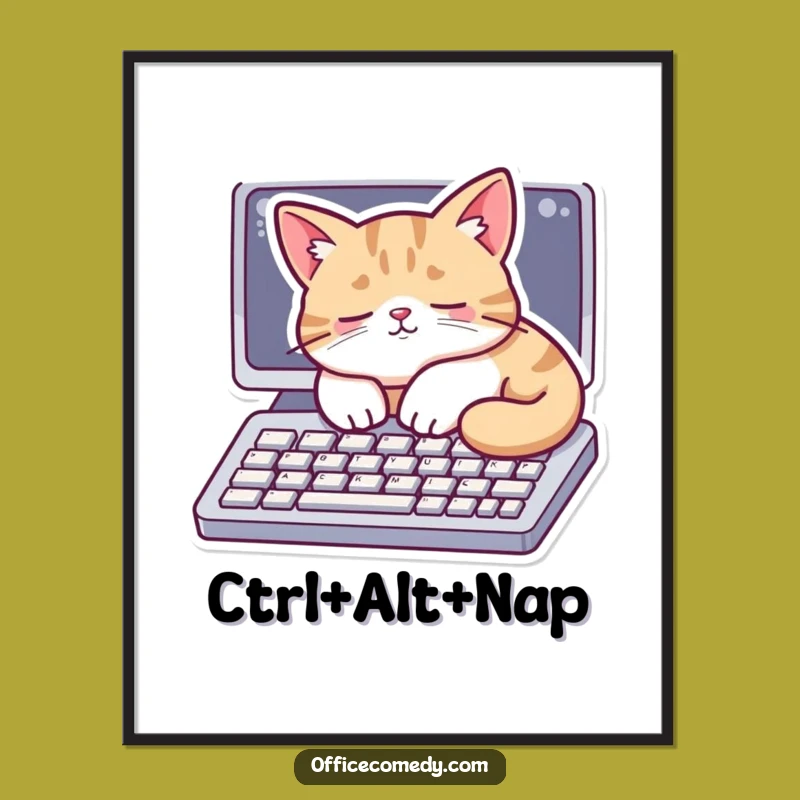 Funny Cat Keyboard Digital Art Print: Instant Cozy Decor