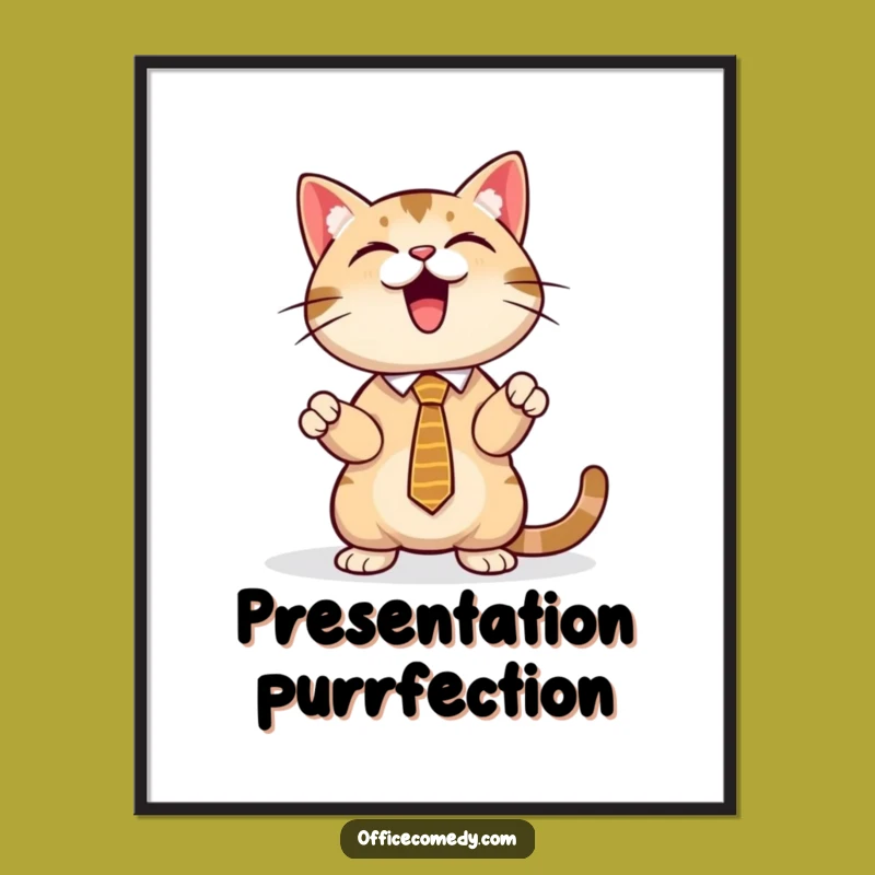 Funny Cat Tie Digital Art: Executive Feline Printable for Boardroom Laughs