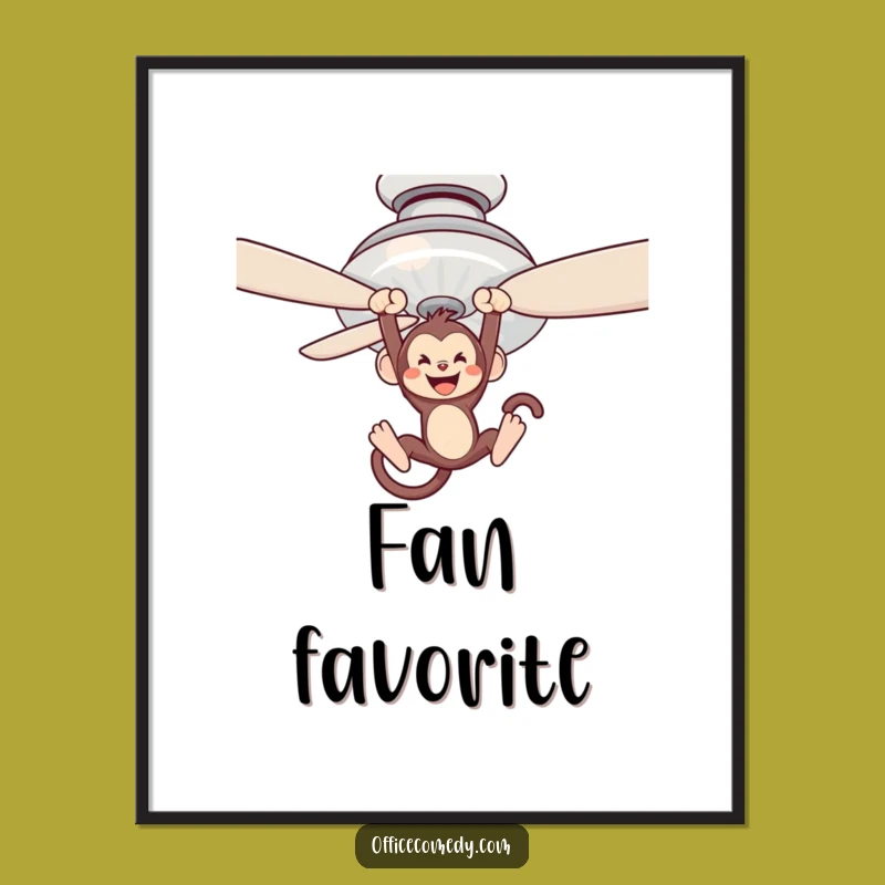 Funny Monkey Fan Digital Art Print: Instant Wild Decor