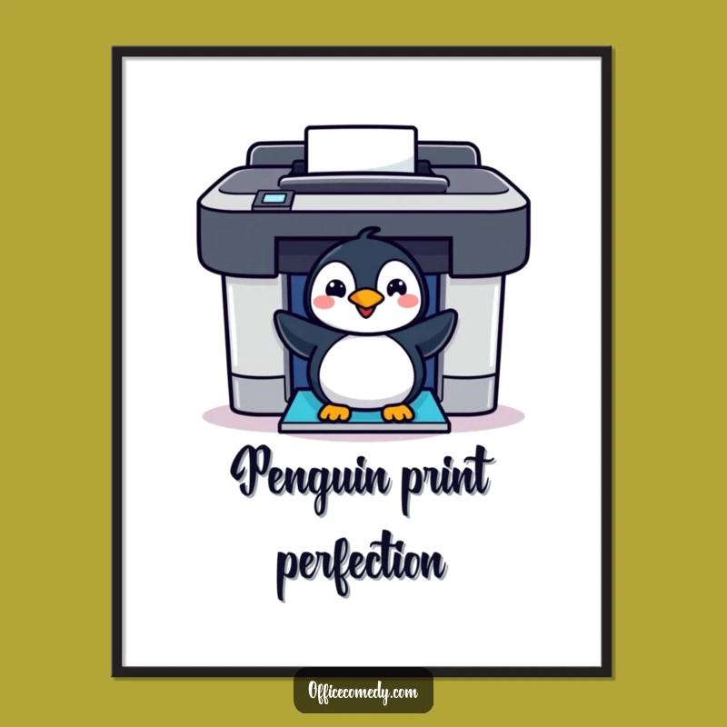Funny Penguin Printer Digital Art: Cheerful Flipper Printable for Whimsical Decor