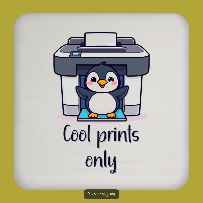 Funny Penguin Printer Drink Coaster: Protect Surfaces with Flipper Charm
