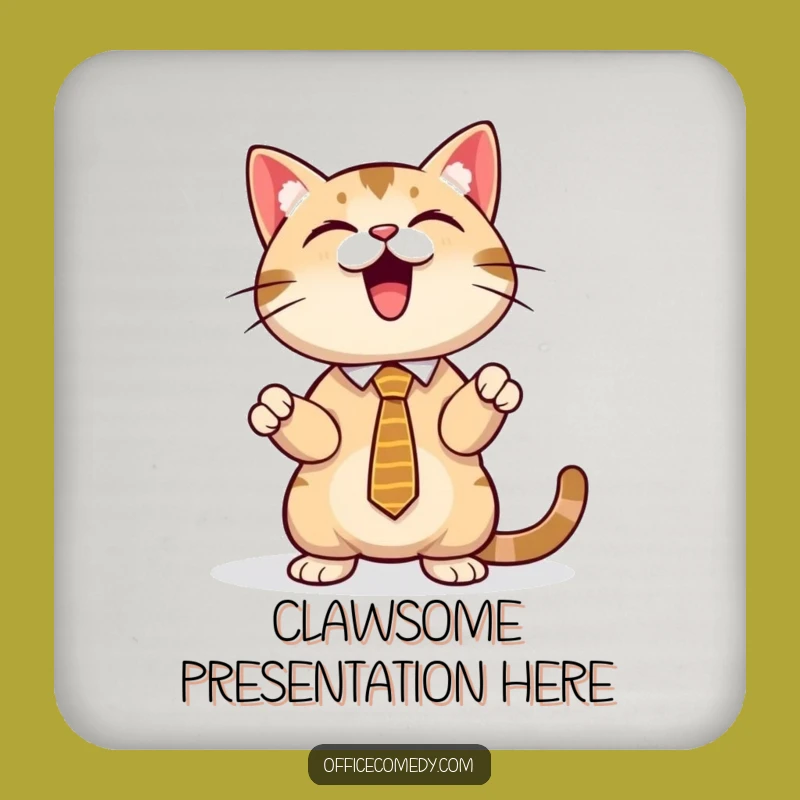 Funny Cat Tie Drink Coaster: Protect Surfaces with Feline Executive Style