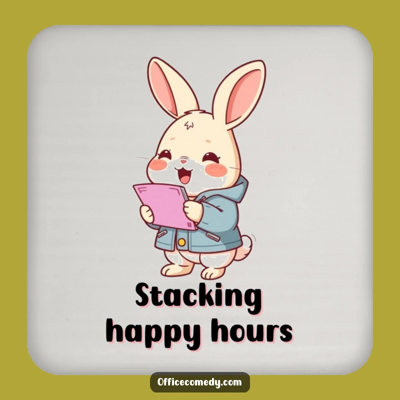 Funny Rabbit Jacket Drink Coaster: Protect Surfaces with Bunny Brilliance