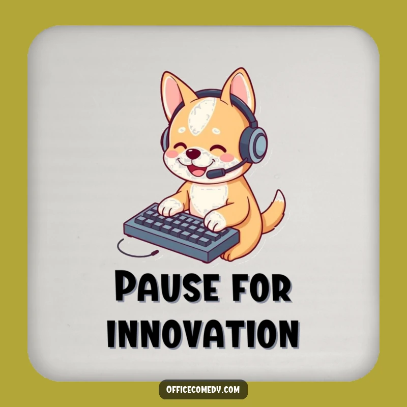 Funny Dog Typing Drink Coaster: Protect Surfaces with Hilarious Pet Art