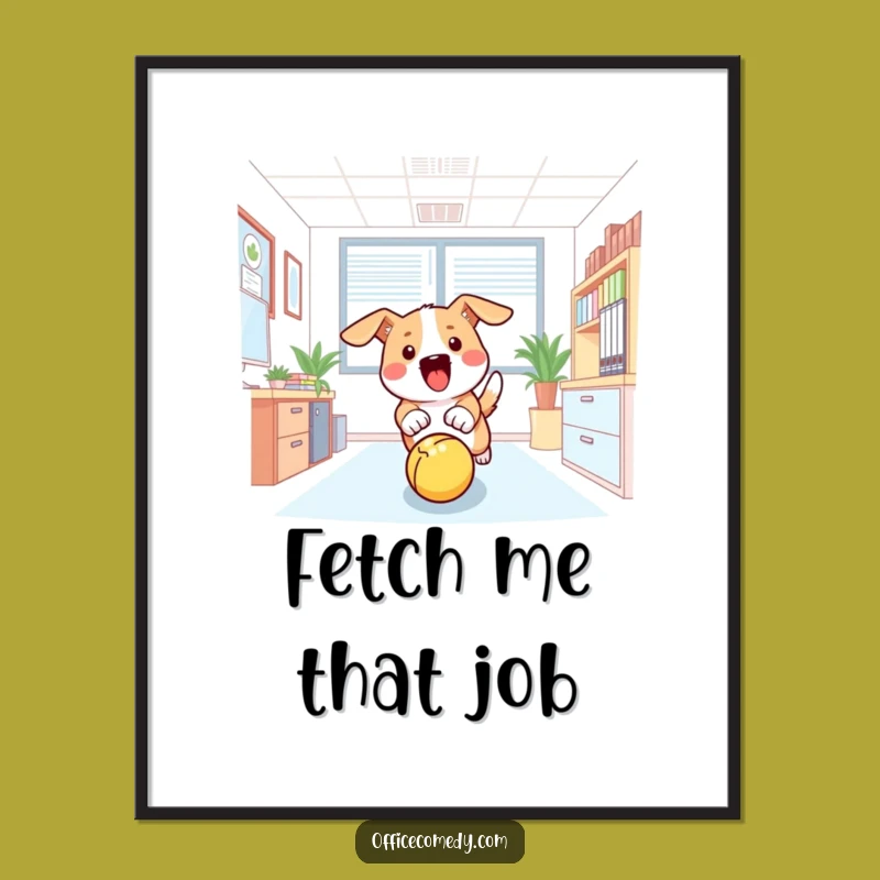 Funny Dog Office Chaos Poster: Hilarious Decor & Gift Idea