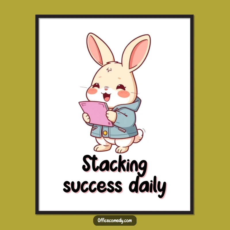 Funny Rabbit Jacket Poster: Organized Bunny Art for a Cheerful Space