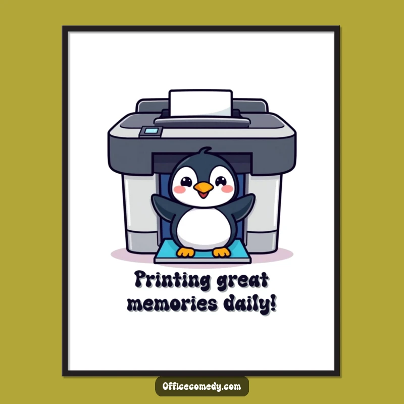 Free Printable Wall Art: Funny Penguin Printer Art, Downloadable Bird Office Decor