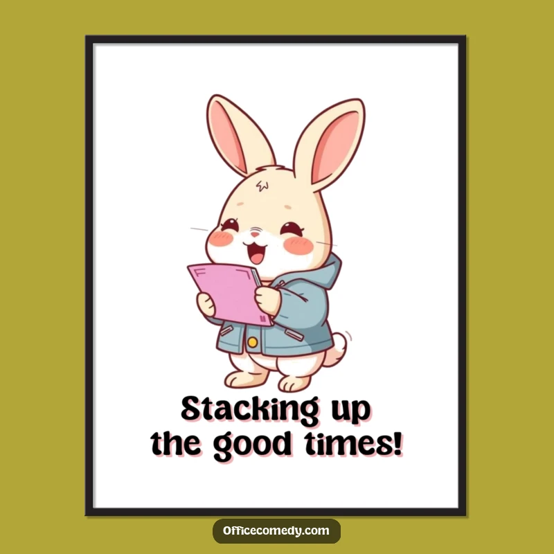 Free Printable Wall Art: Funny Rabbit Office Stacking Art, Downloadable Bunny Decor