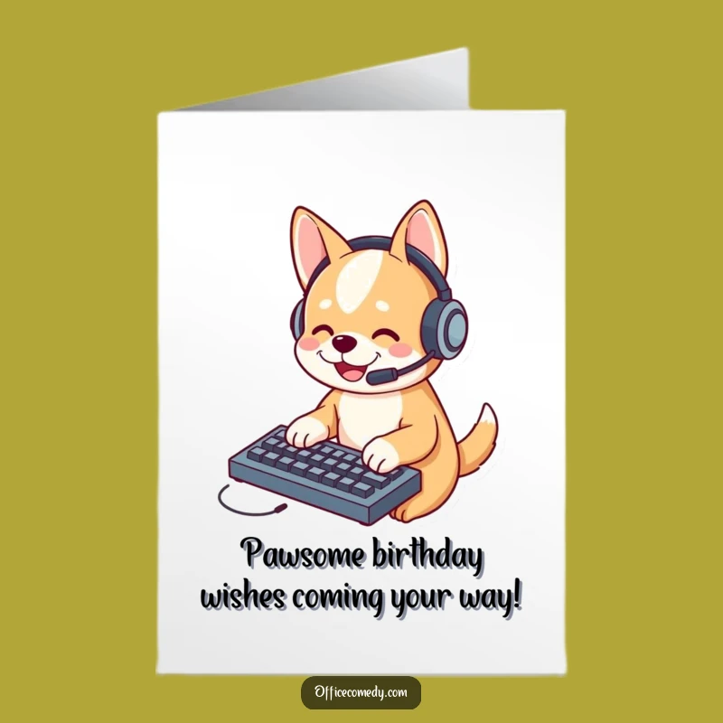 Free Printable Birthday Card: Funny Dog Typing Greeting, Hilarious Doggo Downloadable Gift