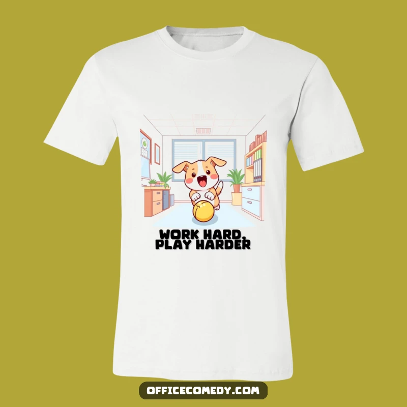 Funny Dog Office Ball Chase T-Shirt: Hilarious Workday Tee Gift