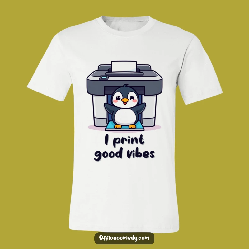 Funny Penguin Printer T-Shirt: Cheerful Flipper Fun for Your Wardrobe