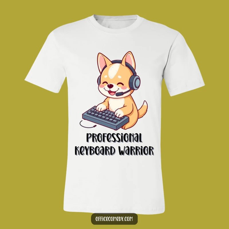 Funny Dog Typing T-Shirt: Hilarious Pet Office Humor Tee for a Laugh